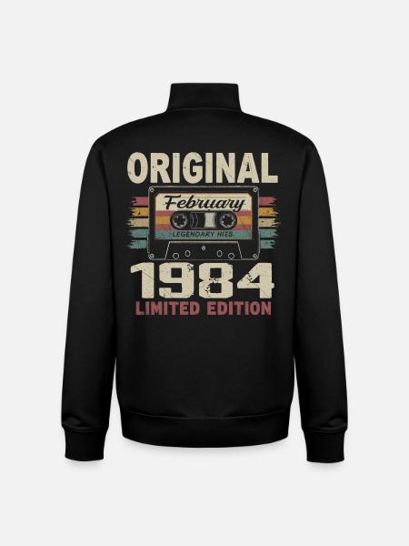 February 1984, February 1984 Birthday Gift - Unisex Organic Zip Sweatshirt by Stanley/Stella - black