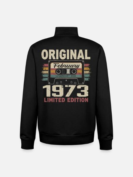 February 1973, February 1973 Birthday Gift - Unisex Organic Zip Sweatshirt by Stanley/Stella - black