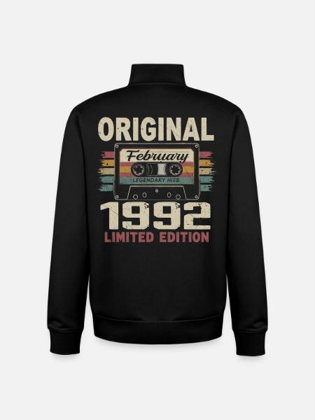 February 1992, February 1992 Birthday Gift - Unisex Organic Zip Sweatshirt by Stanley/Stella - black