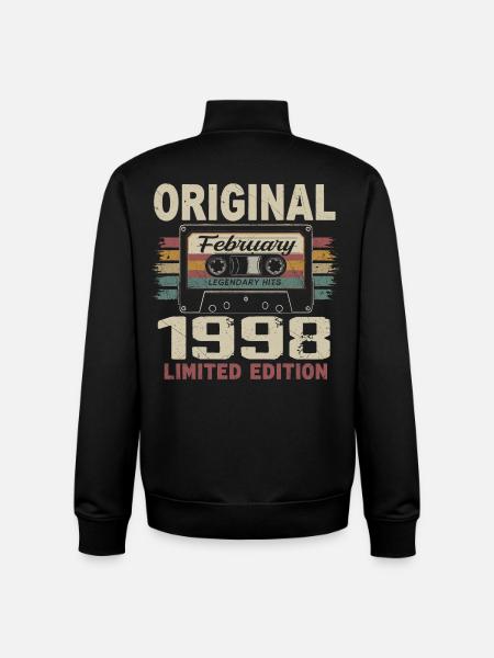 February 1998, February 1998 Birthday Gift - Unisex Organic Zip Sweatshirt by Stanley/Stella - black