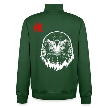 Aigle asiatique - Sweat zippé unisexe en coton bio Stanley/Stella - vert bouteille - Dos - AI Model Male 185 dark (185cm)