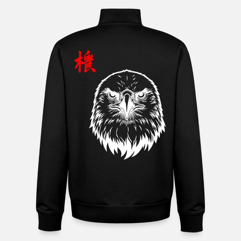 Aigle asiatique - Sweat zippé unisexe en coton bio Stanley/Stella - noir