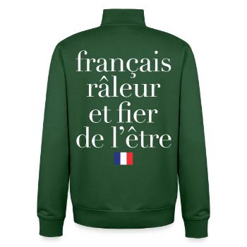 Grummeliger Humor Französisch Stolz - Unisex Organic Zip Sweatshirt von Stanley/Stella - Flaschengrün - Hinten - AI Model Male 185 dark (185cm)