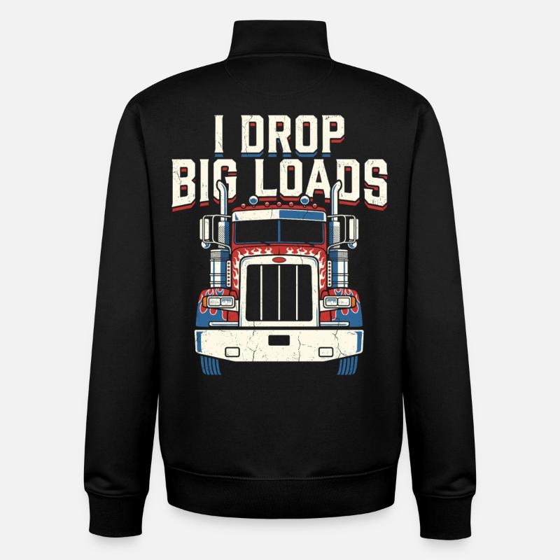 Funny Trucker Semi Truck Driver - Unisex Organic Zip Sweatshirt by Stanley/Stella - black