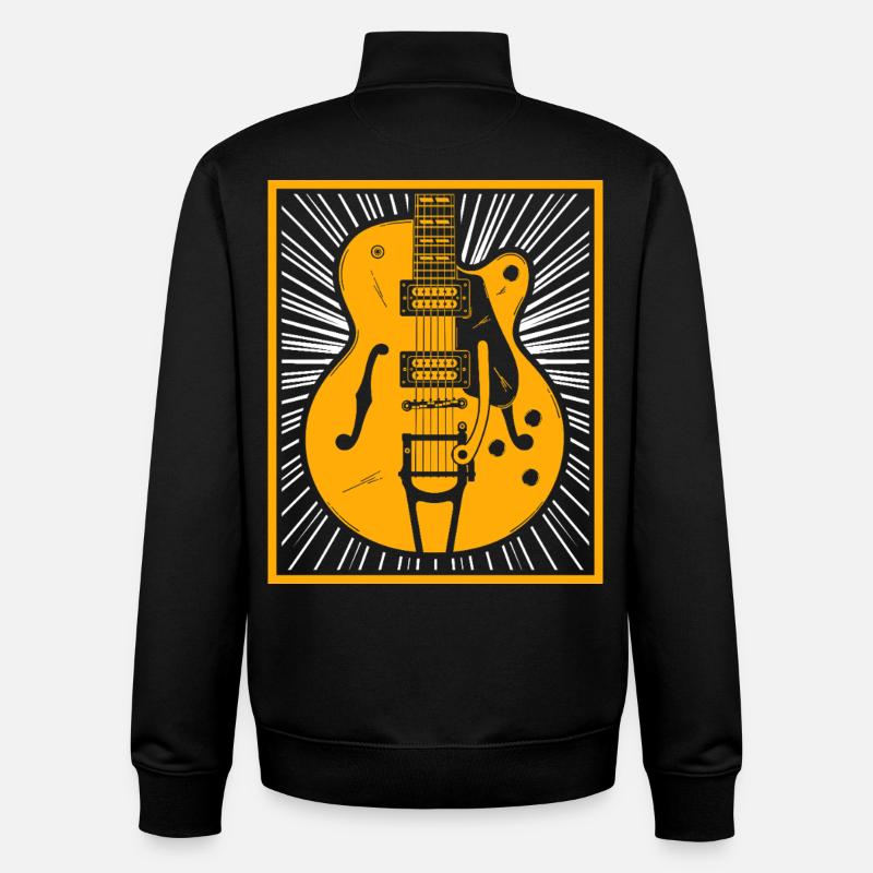 Retro-Gitarren-Silhouette - Unisex Organic Zip Sweatshirt von Stanley/Stella - Schwarz