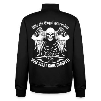 Wie Ein Engel Gearbeitet Vom Staat Kahl Gerupft - Unisex Organic Zip Sweatshirt von Stanley/Stella - Schwarz - Hinten - AI Model Male 185 light (185cm)