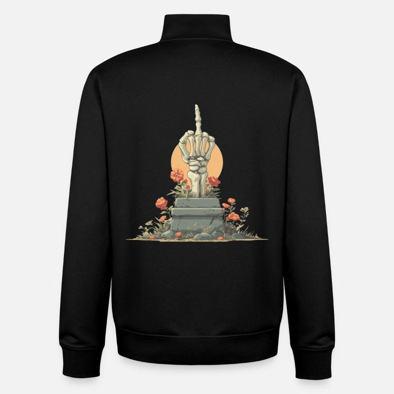 Skelett-Hand Stele mit Blumen - Unisex Organic Zip Sweatshirt von Stanley/Stella - Schwarz