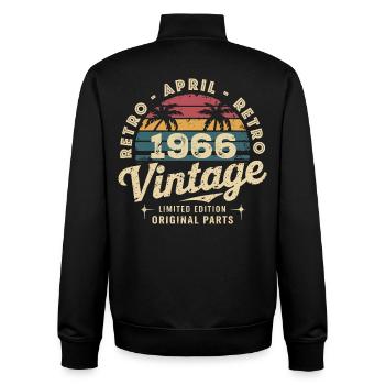 Avril 1966 - April 1966 - Sweat zippé unisexe en coton bio Stanley/Stella - noir - Dos - AI Model Male 185 light (185cm)