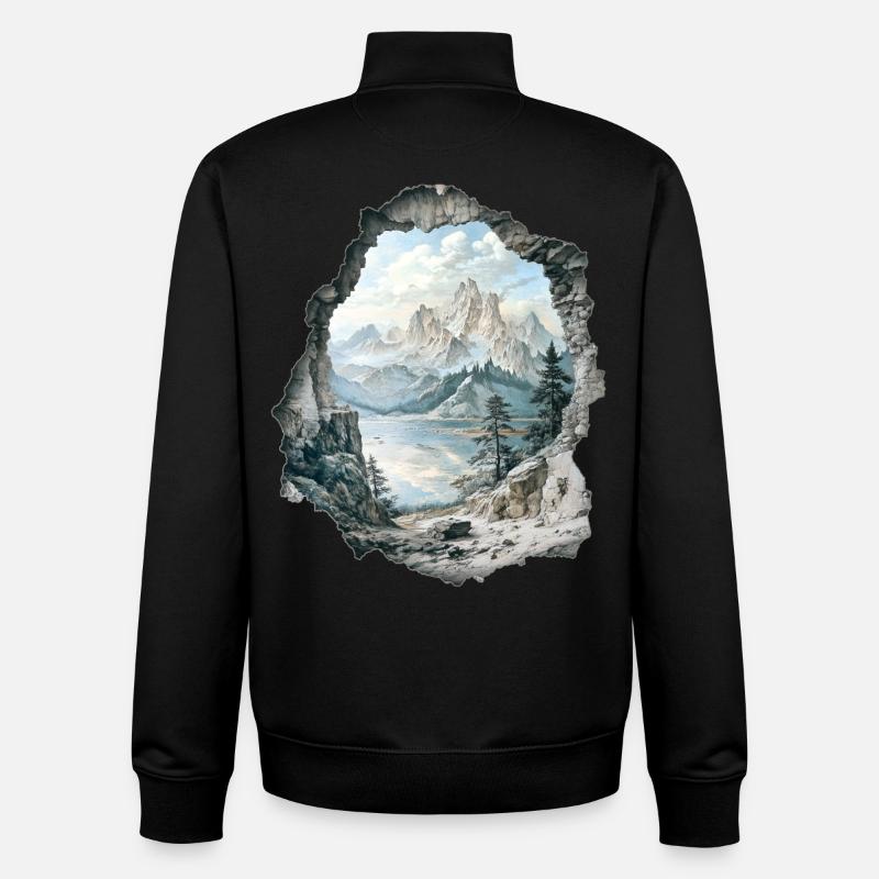 Mountains - Unisex Organic Zip Sweatshirt by Stanley/Stella - black