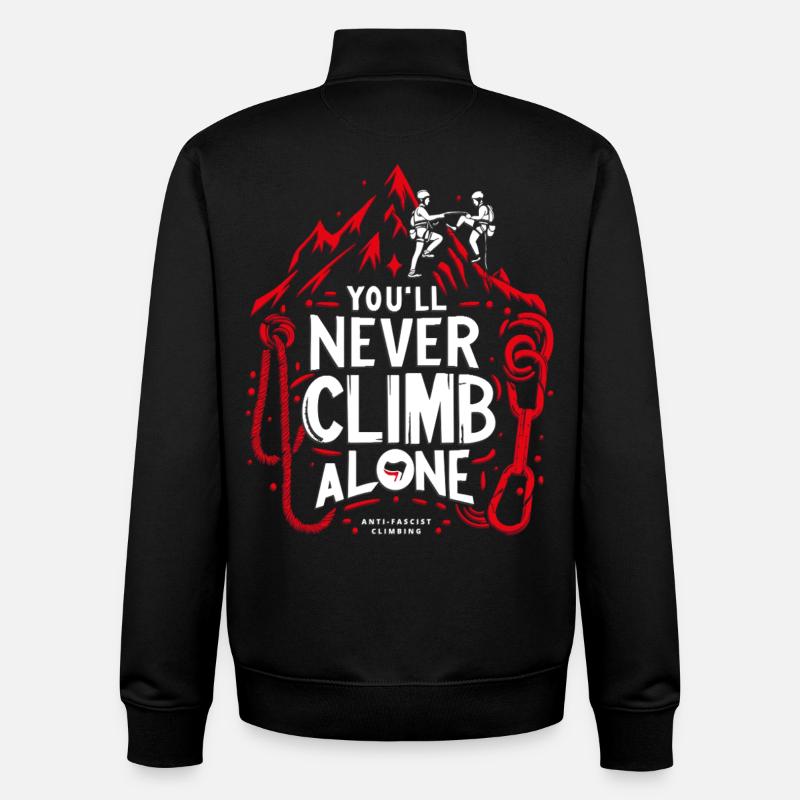 You'll never climb alone - Unisex Organic Zip Sweatshirt by Stanley/Stella - black