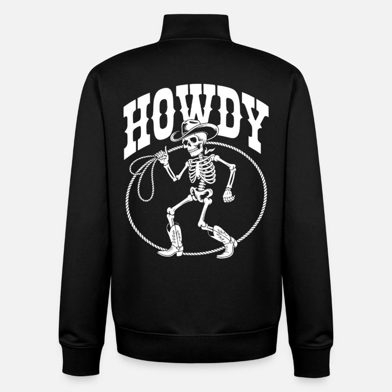 Line Dance Howdy Skeleton - Unisex Organic Zip Sweatshirt by Stanley/Stella - black