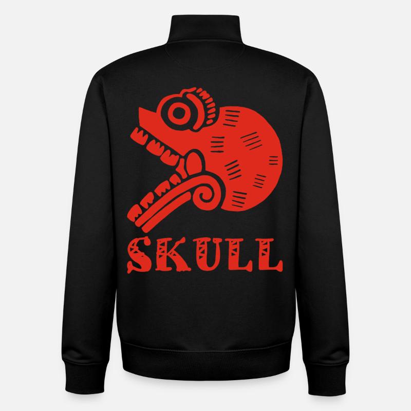 Crâne tribal rouge - Sweat zippé unisexe en coton bio Stanley/Stella - noir