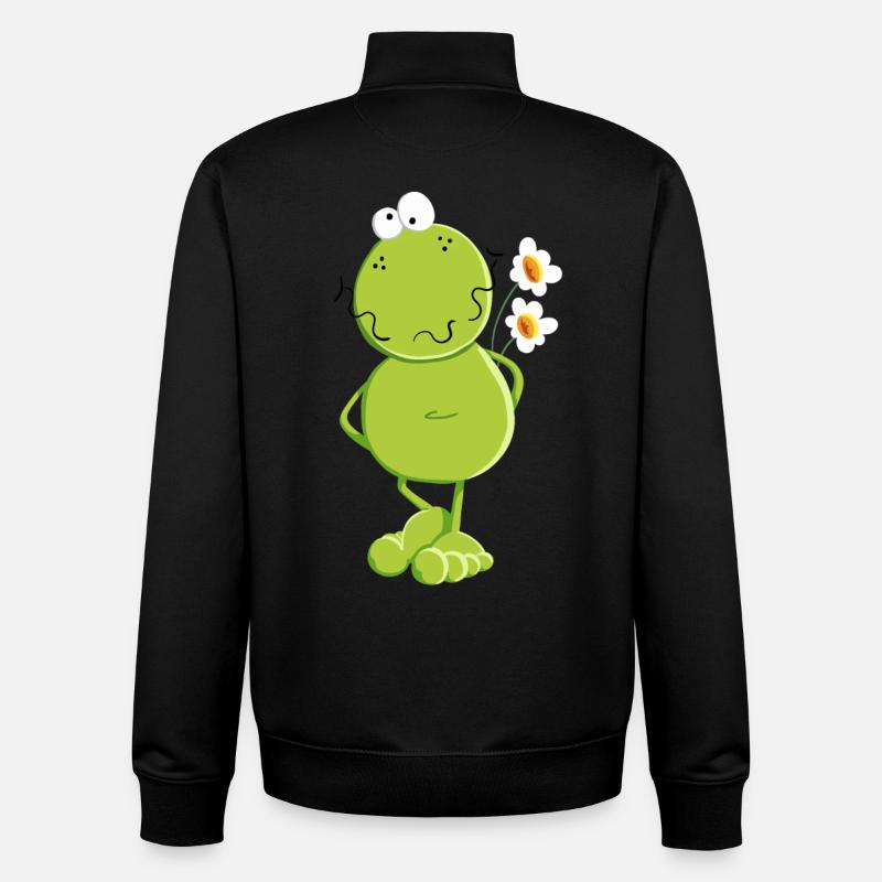 Grenouille aux fleurs - Sweat zippé unisexe en coton bio Stanley/Stella - noir