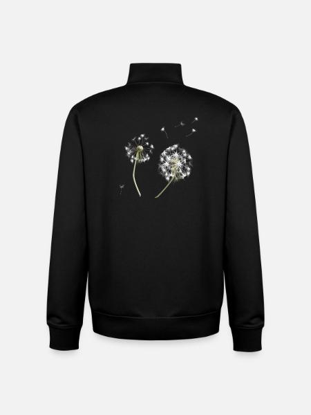 White dandelion silhouette - Unisex Organic Zip Sweatshirt by Stanley/Stella - black