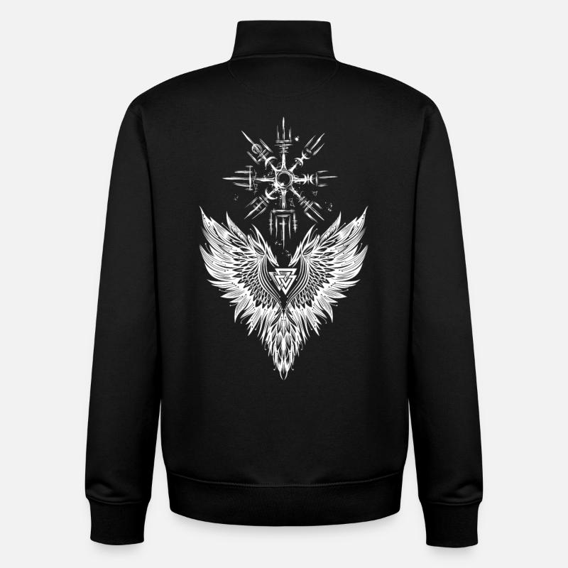Raven Odin Vegvisir Valknut - Unisex Organic Zip Sweatshirt by Stanley/Stella - black