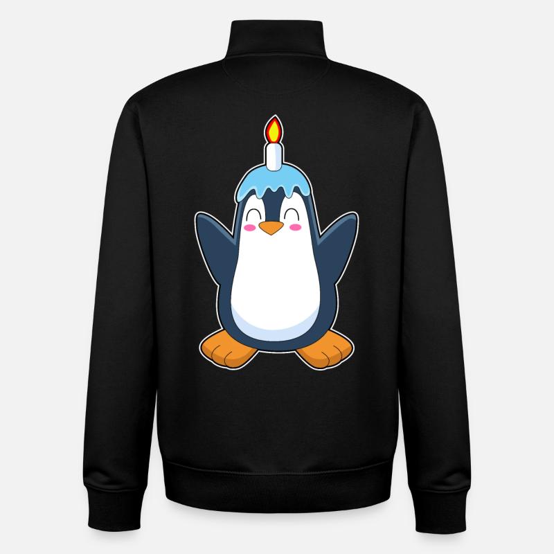 Bougie d’anniversaire Pingouin - Sweat zippé unisexe en coton bio Stanley/Stella - noir