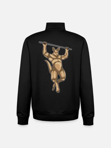 Kangaroo Bodybuilder Pull-Ups Bodybuilding - Unisex Organic Zip Sweatshirt by Stanley/Stella - black