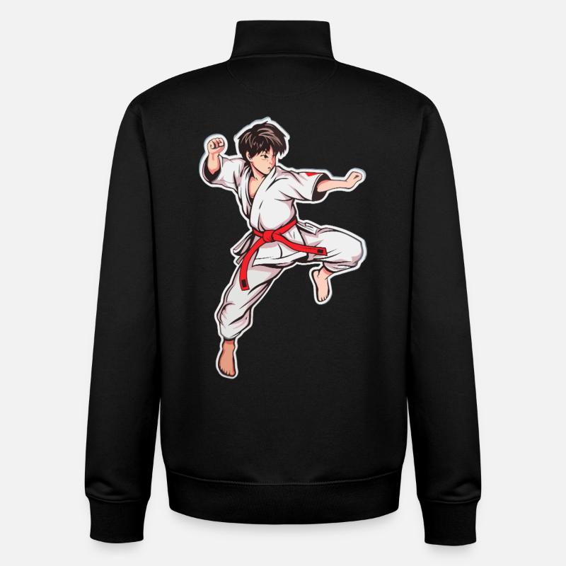 Karaté Garçon - Sweat zippé unisexe en coton bio Stanley/Stella - noir