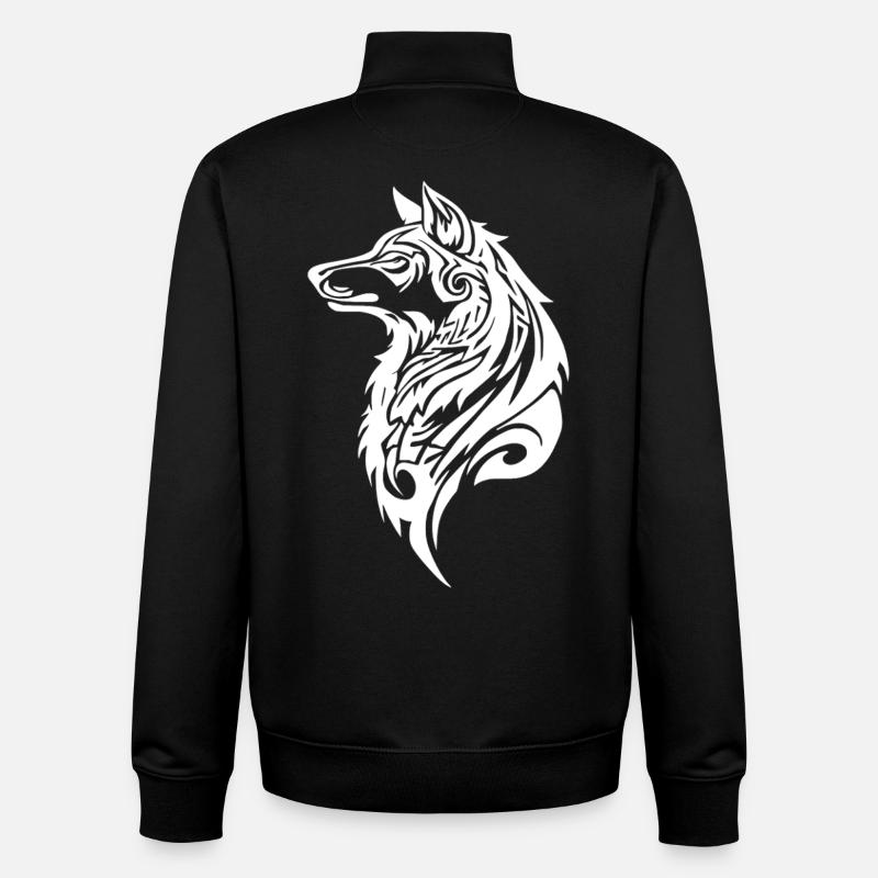 Tatouage tribal loup nordique - Sweat zippé unisexe en coton bio Stanley/Stella - noir