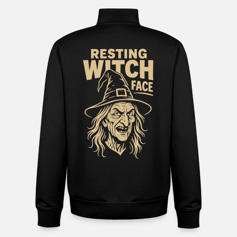 Ruhendes Hexengesicht Halloween Kostüm Spaß - Unisex Organic Zip Sweatshirt von Stanley/Stella - Schwarz