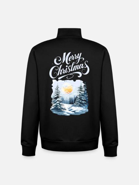 Merry Christmas Forest Landscape - Unisex Organic Zip Sweatshirt by Stanley/Stella - black