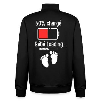 Baby Charging Battery 50% - Unisex Organic Zip Sweatshirt by Stanley/Stella - black - Back - AI Model Male 185 light (185cm)
