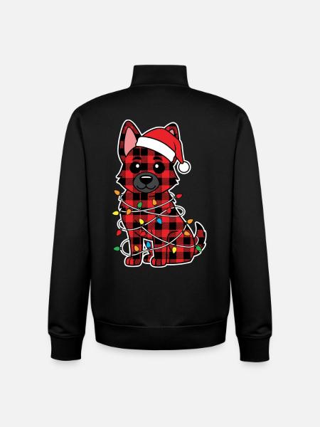 Deutscher Schäferhund Weihnachten Plaid Rot - Unisex Organic Zip Sweatshirt von Stanley/Stella - Schwarz