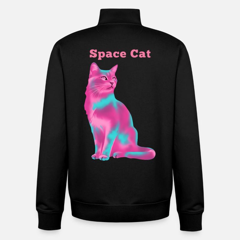 Chat de l’espace - Sweat zippé unisexe en coton bio Stanley/Stella - noir
