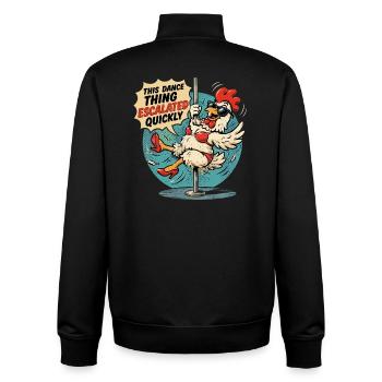 Poulet Danse à la Barre Humour Décalé - Unisex Organic Zip Sweatshirt von Stanley/Stella - Schwarz - Hinten - AI Model Male 185 light (185cm)