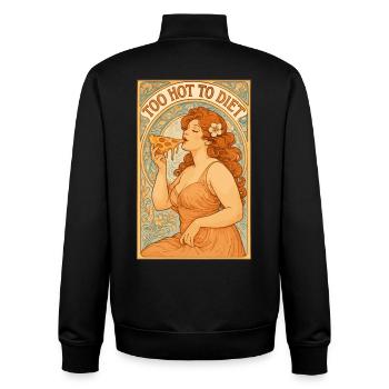 Pin-Up Art Nouveau: Pizza – Too Hot to Diet - Unisex Organic Zip Sweatshirt von Stanley/Stella - Schwarz - Hinten - AI Model Male 185 light (185cm)