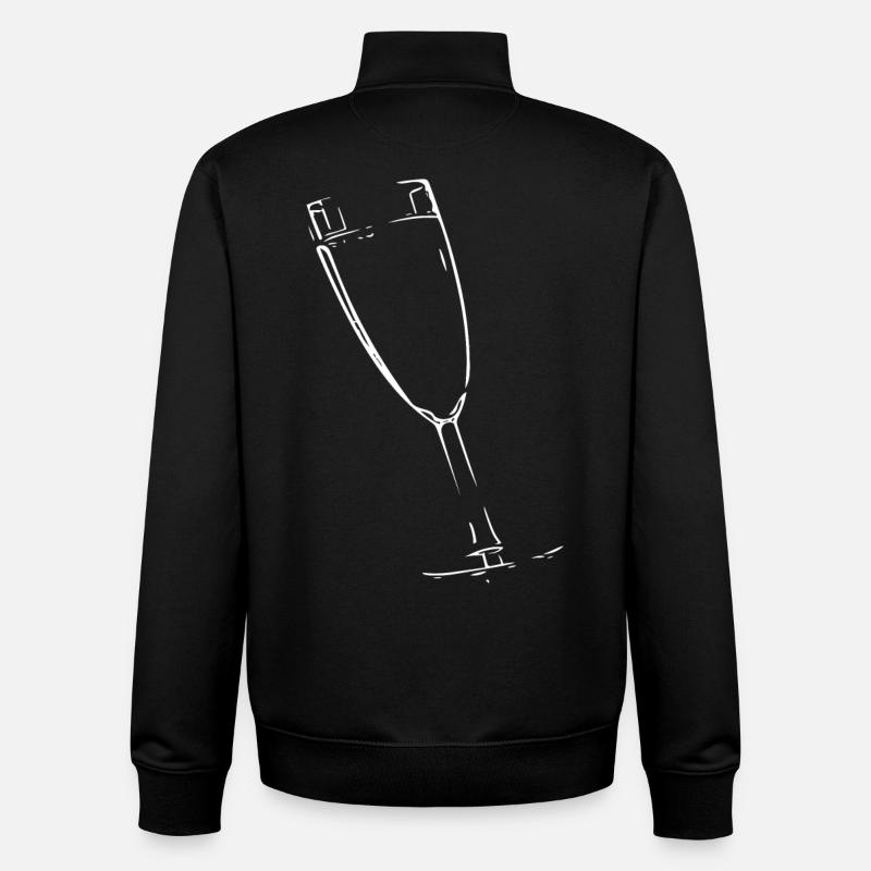 Verre abstrait / ligne / blanc / motif - Sweat zippé unisexe en coton bio Stanley/Stella - noir