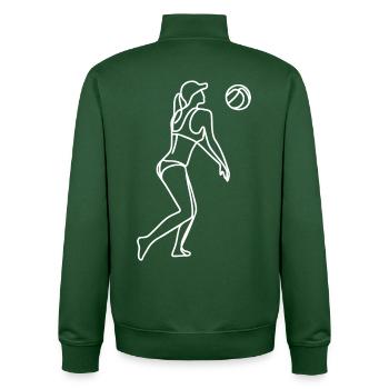 Beach Volleyballerin Zeichnung - Unisex Organic Zip Sweatshirt von Stanley/Stella - Flaschengrün - Hinten - AI Model Male 185 dark (185cm)