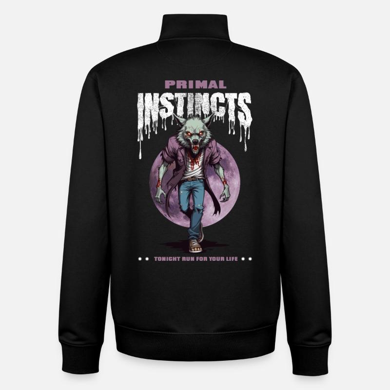 Loup-garou la nuit - Sweat zippé unisexe en coton bio Stanley/Stella - noir