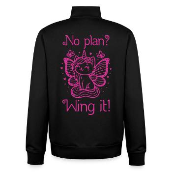 Pas de plan aile Chat licorne ailé - Sweat zippé unisexe en coton bio Stanley/Stella - noir - Dos - AI Model Male 185 light (185cm)
