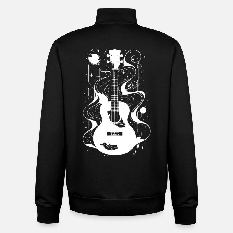 Dessin de ukulélé - Sweat zippé unisexe en coton bio Stanley/Stella - noir