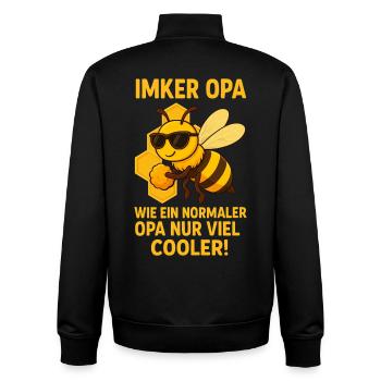 Papi apiculteur - comme un grand-père normal, mais en plus frais - Sweat zippé unisexe en coton bio Stanley/Stella - noir - Dos - AI Model Male 185 light (185cm)