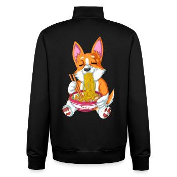 Süßer Corgi genießt Ramen - Unisex Organic Zip Sweatshirt von Stanley/Stella - Schwarz - Hinten - AI Model Male 185 light (185cm)