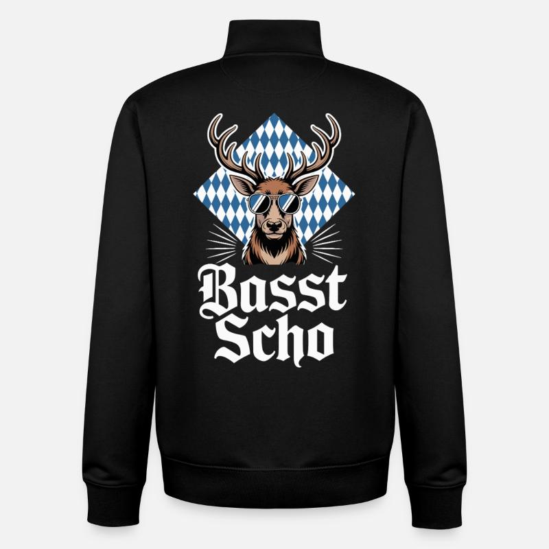 Elch Bayerischer Hirsch Sonnenbrille Basst Scho - Unisex Organic Zip Sweatshirt von Stanley/Stella - Schwarz