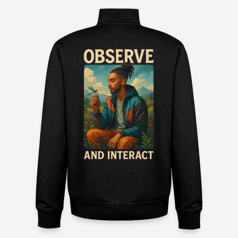 Observer et interagir - Sweat zippé unisexe en coton bio Stanley/Stella - noir