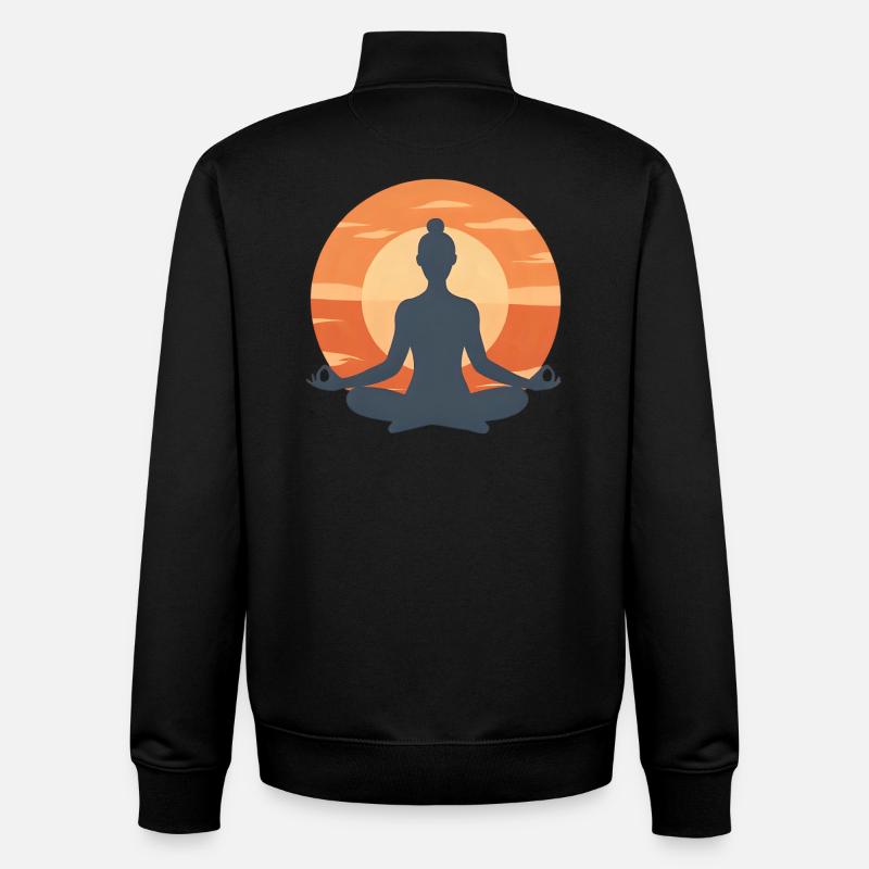 Coucher de soleil méditatif - Sweat zippé unisexe en coton bio Stanley/Stella - noir