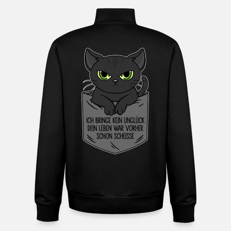 Je n’apporte aucun malheur - la vie était déjà de la merde - Sweat zippé unisexe en coton bio Stanley/Stella - noir
