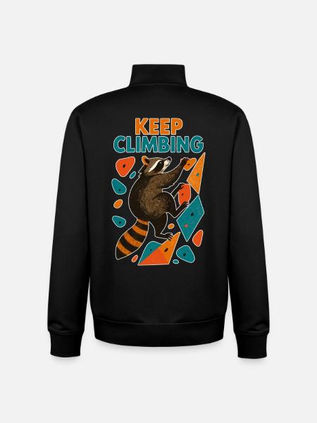 Bouldering Raccoon Keep Climbing Motivation - Unisex Organic Zip Sweatshirt by Stanley/Stella - black