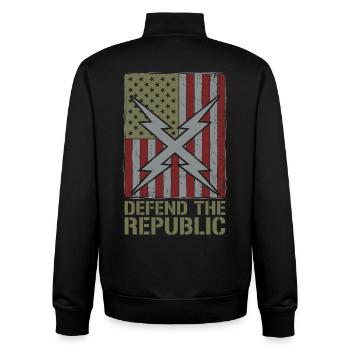 Défendre le drapeau de la République des États-Unis - Sweat zippé unisexe en coton bio Stanley/Stella - noir - Dos - AI Model Male 185 light (185cm)