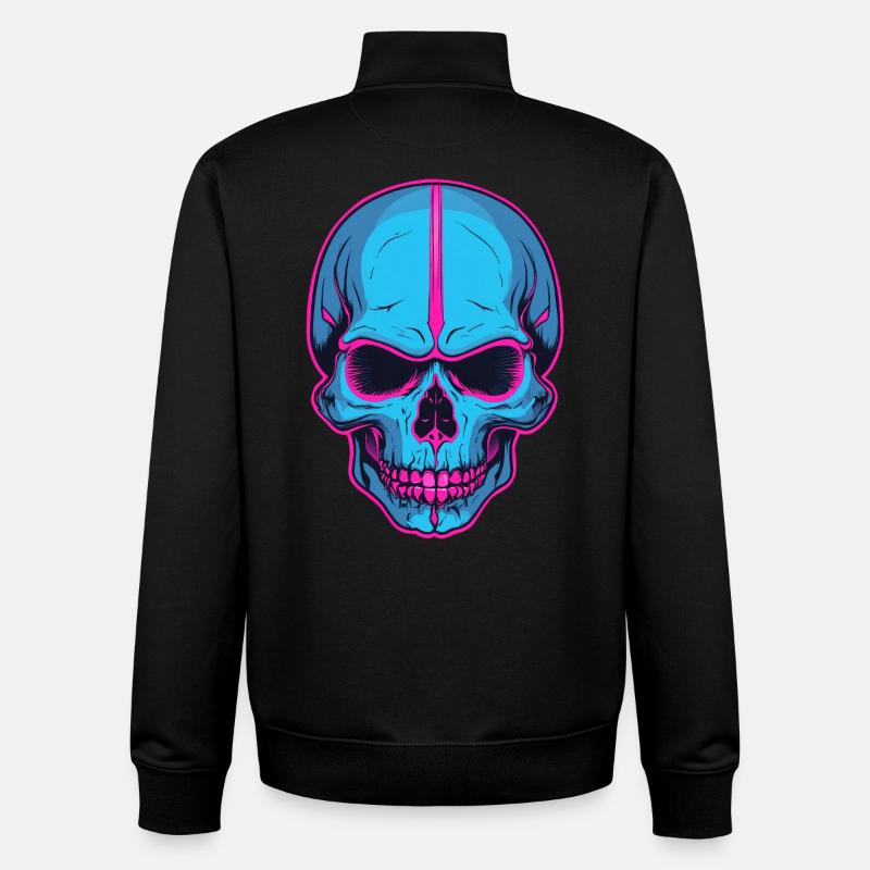 Neon Skull Blaue Schädelflair - Unisex Organic Zip Sweatshirt von Stanley/Stella - Schwarz