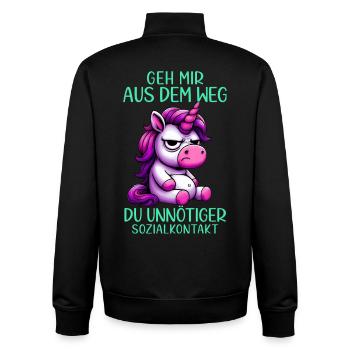 Geh mir aus dem Weg du unnötiger Sozialkontakt - Unisex Organic Zip Sweatshirt von Stanley/Stella - Schwarz - Hinten - AI Model Male 185 light (185cm)