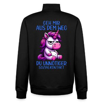 Geh mir aus dem Weg du unnötiger Sozialkontakt - Unisex Organic Zip Sweatshirt von Stanley/Stella - Schwarz - Hinten - AI Model Male 185 light (185cm)