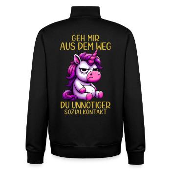 Geh mir aus dem Weg du unnötiger Sozialkontakt - Unisex Organic Zip Sweatshirt von Stanley/Stella - Schwarz - Hinten - AI Model Male 185 light (185cm)