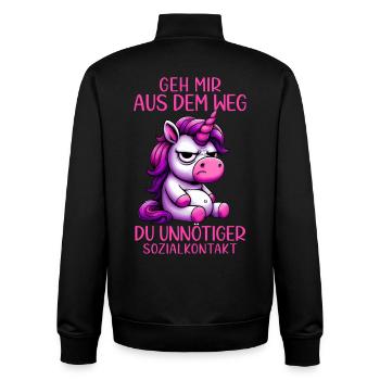 Geh mir aus dem Weg du unnötiger Sozialkontakt - Unisex Organic Zip Sweatshirt von Stanley/Stella - Schwarz - Hinten - AI Model Male 185 light (185cm)