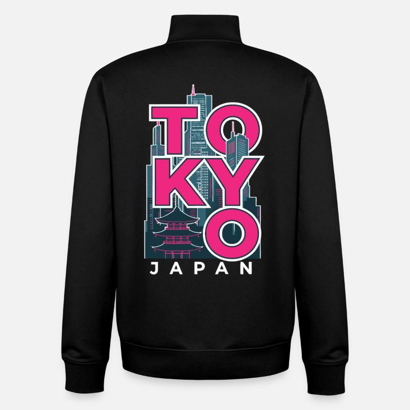 Tokyo Japon Skyline Rétro - Sweat zippé unisexe en coton bio Stanley/Stella - noir