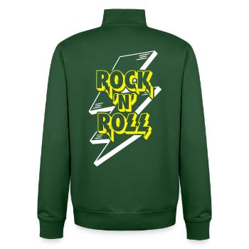Rock 'N' Roll Lightning Bolt 3D Logo - Unisex Organic Zip Sweatshirt by Stanley/Stella - bottle green - Back - AI Model Male 185 dark (185cm)
